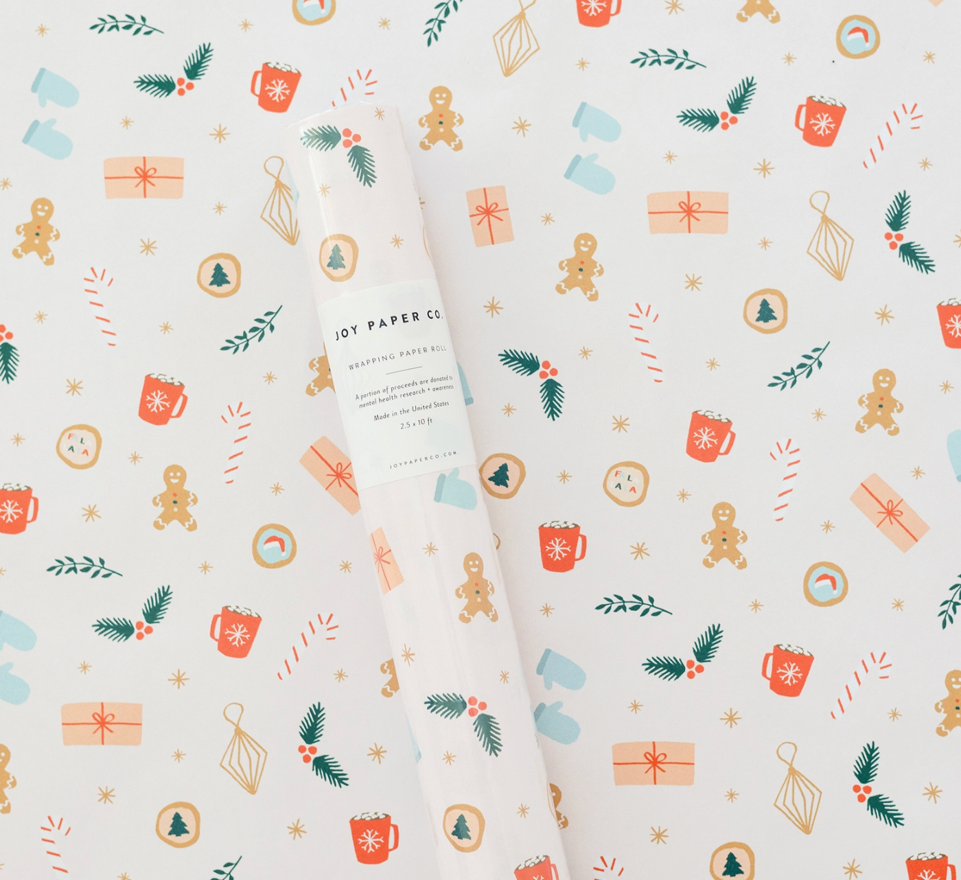 Pink Holiday Pattern Wrapping Paper Roll