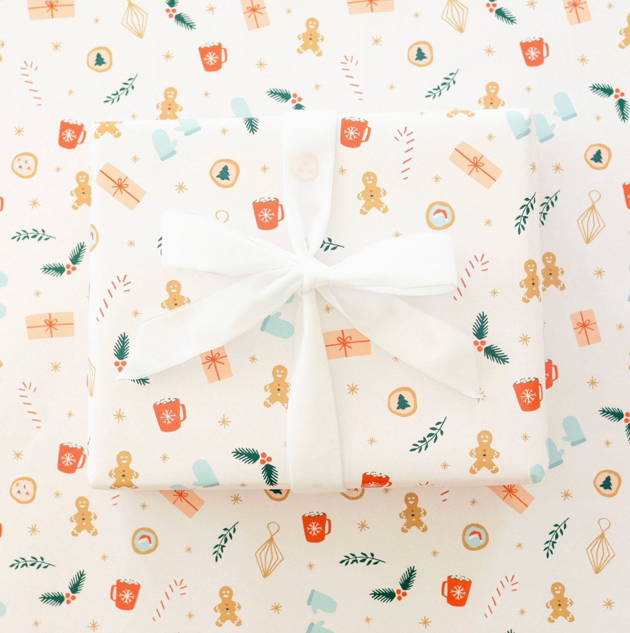 Pink Holiday Pattern Wrapping Paper Roll