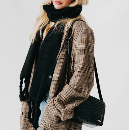 Black Twisted Tassel Scarf