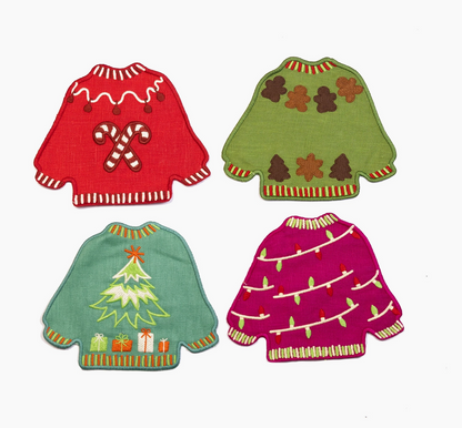 Ugly Sweater Linen Cocktail Napkins (Set of 4)