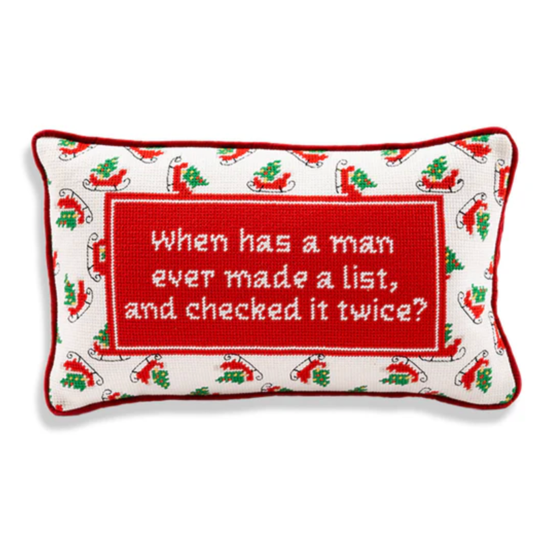 Check It Twice Needlepoint Pillow