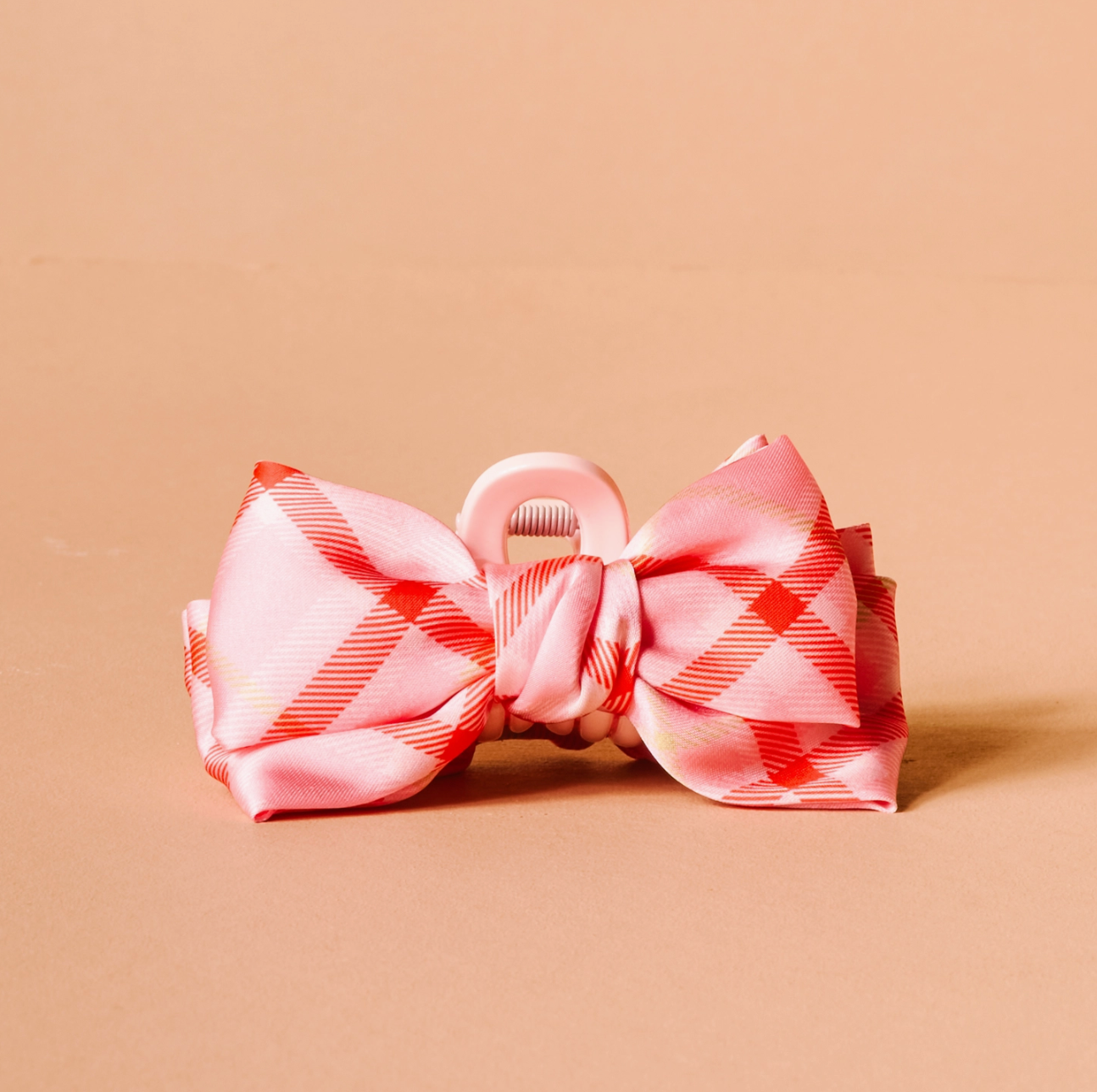 Festive Plaid Mini Satin Bow Clip