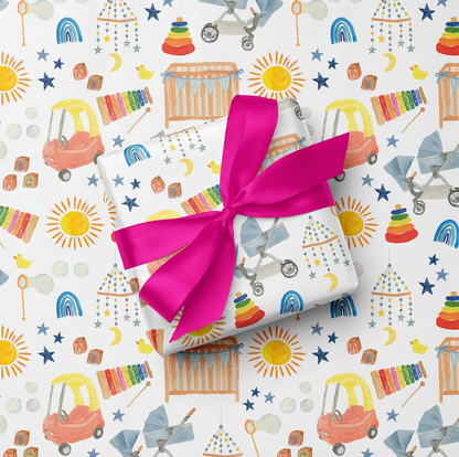 Baby Shower Wrapping Paper (3 Sheets/Roll)