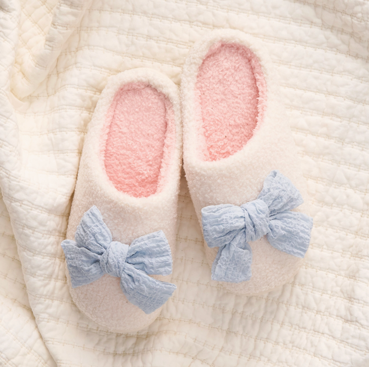 Light Blue Bow Slipper