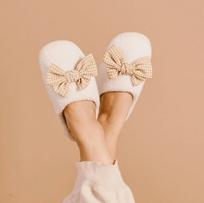 Maple Gingham Bow Slipper