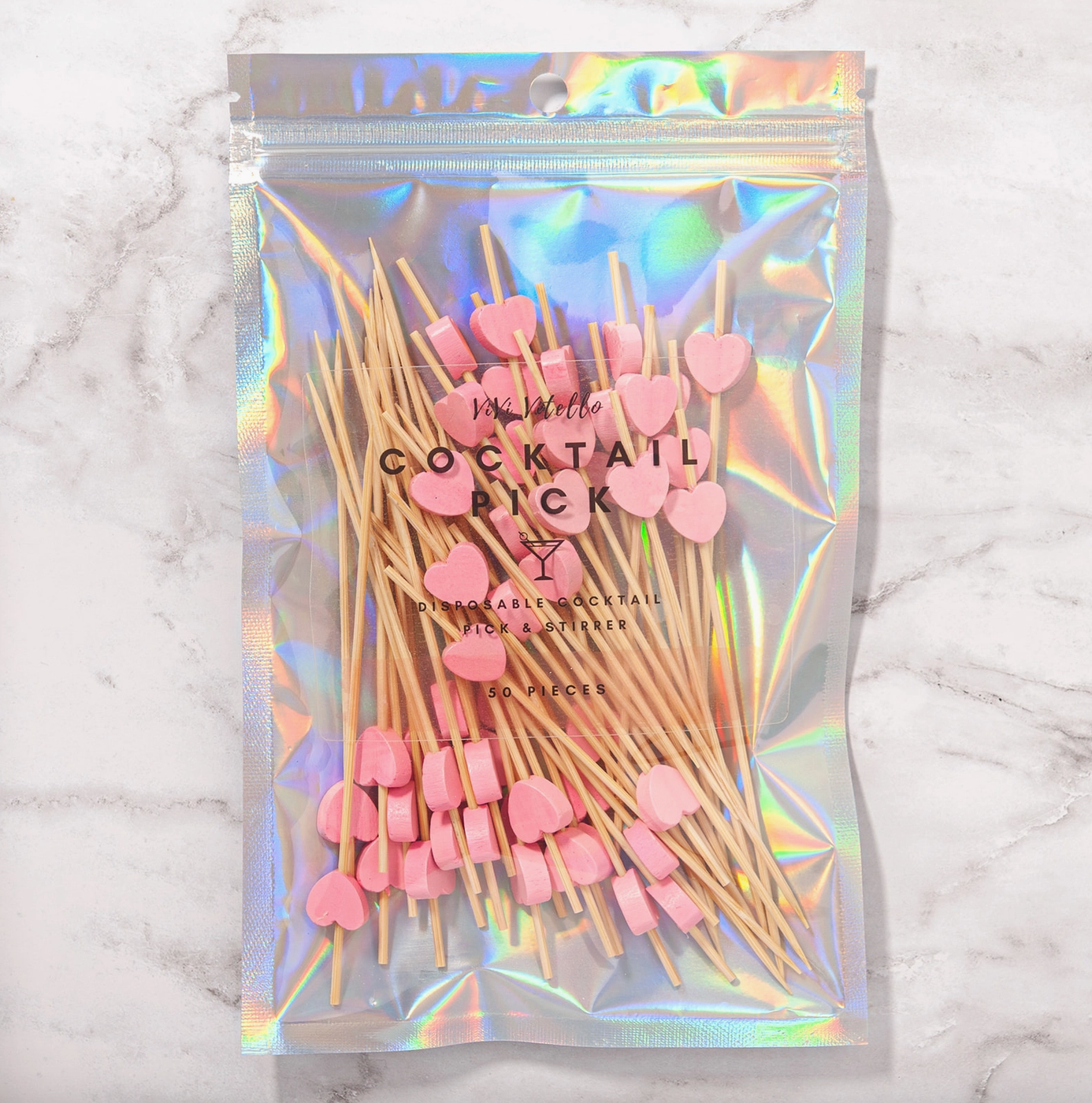 Pink Hearts Cocktail Picks (Set of 50)