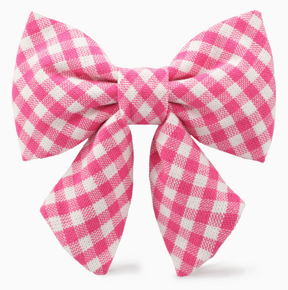 Hot Pink Gingham Dog Lady Bow