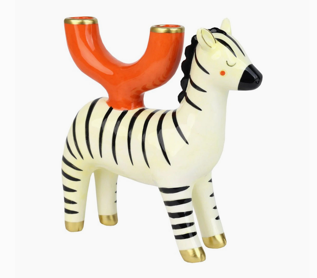 Zebra Ceramic Candle Holder