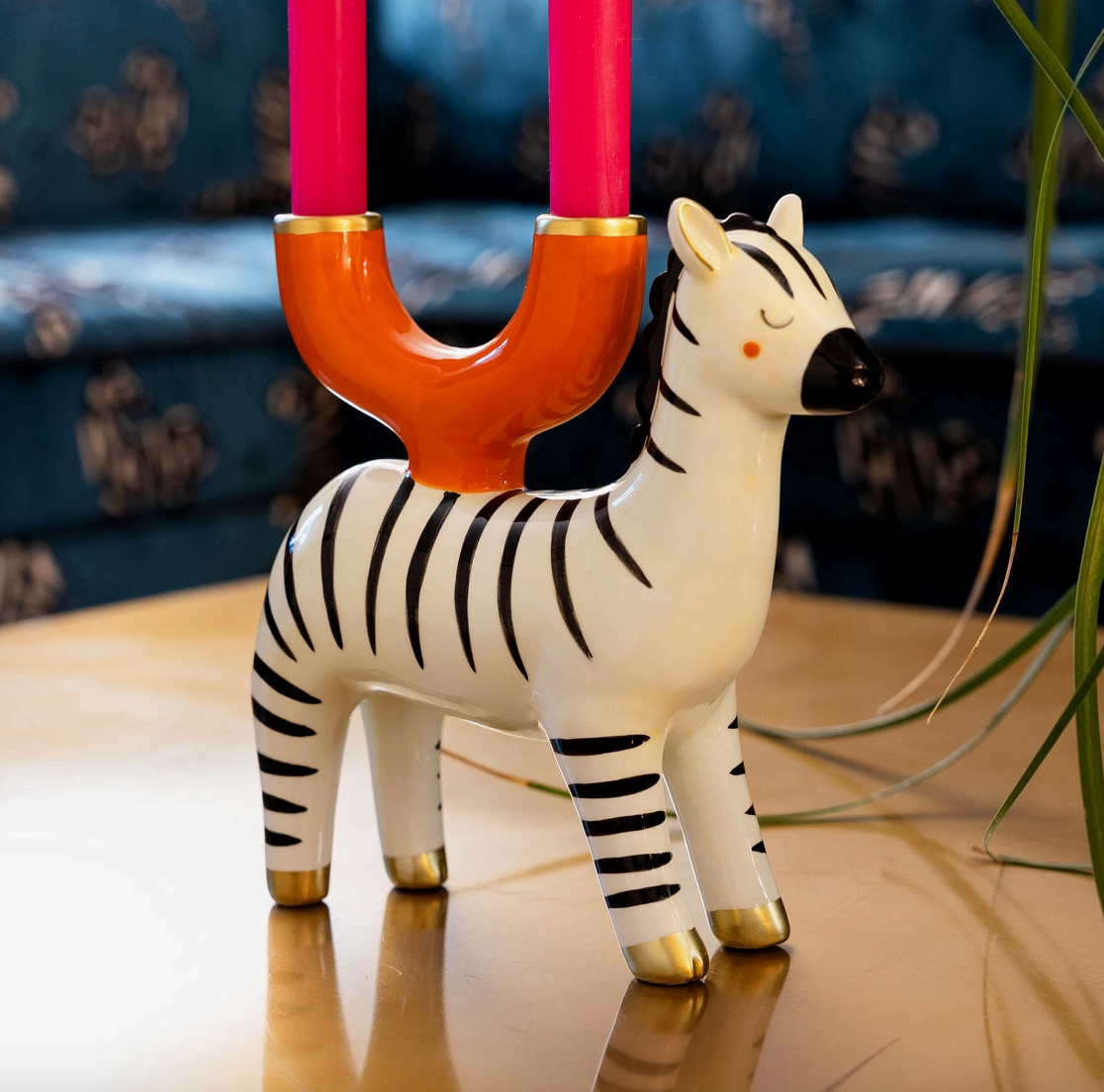Zebra Ceramic Candle Holder