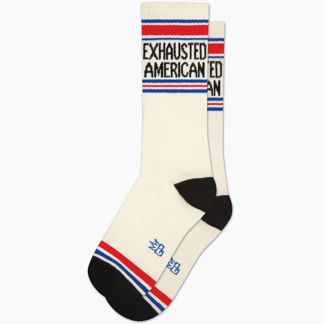 "Exhausted American" Gym Socks