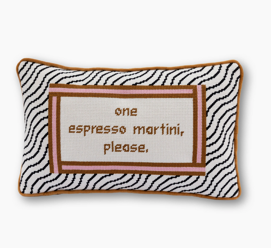 "Espresso Martini" Needlepoint Pillow