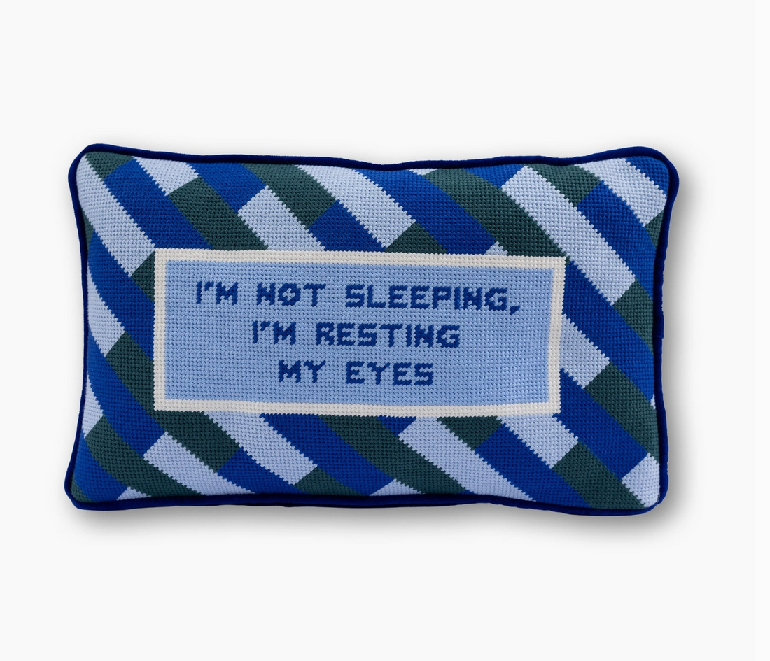 "Eyes Resting" Needlepoint Pillow