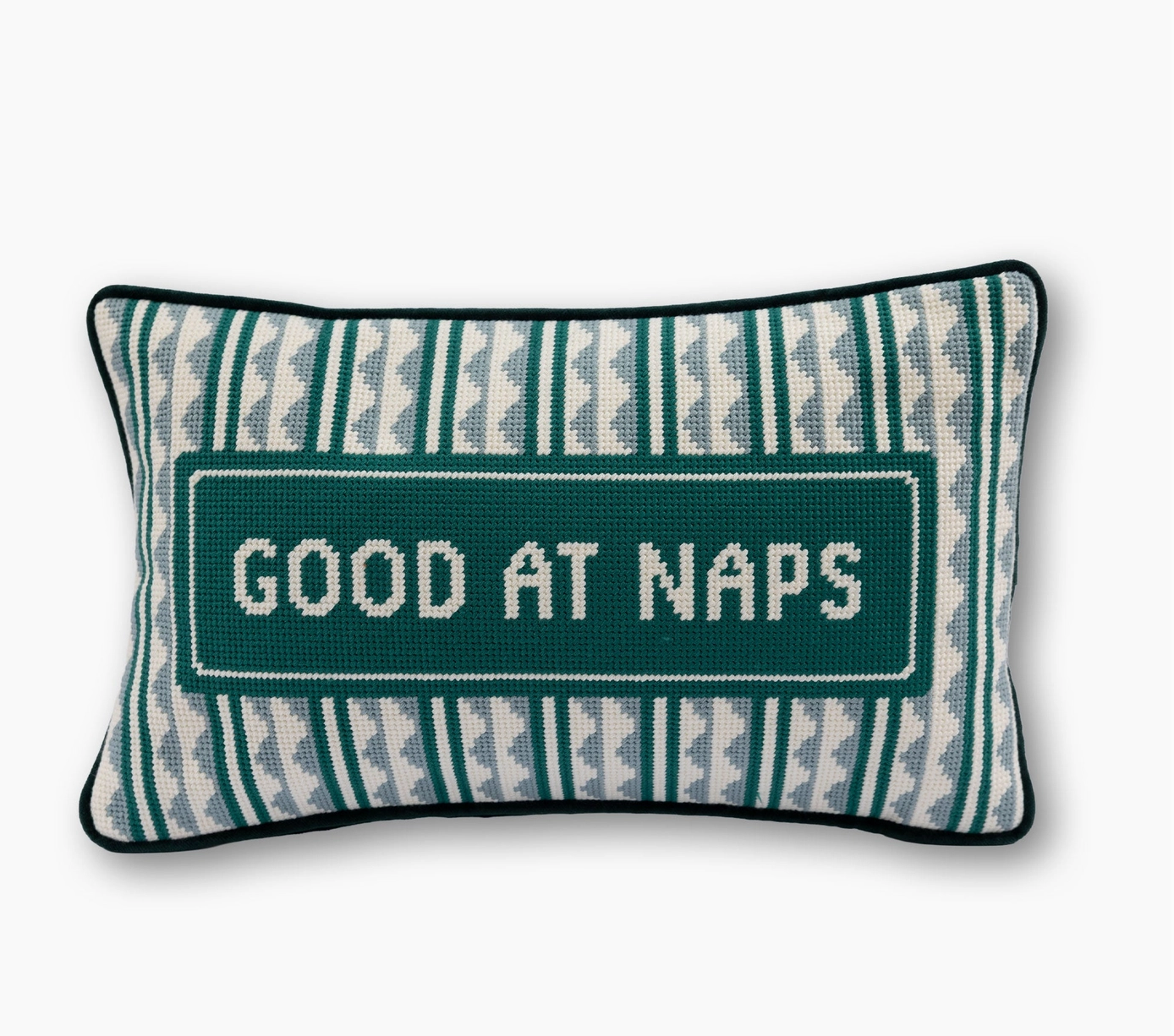 "Good at Naps" Needlepoint Pillow