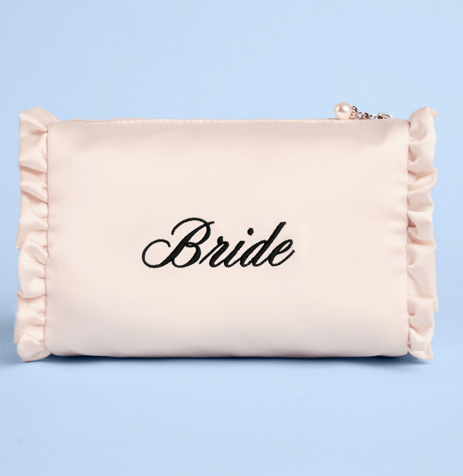 "Bride" Satin Cosmetic Bag (Black)