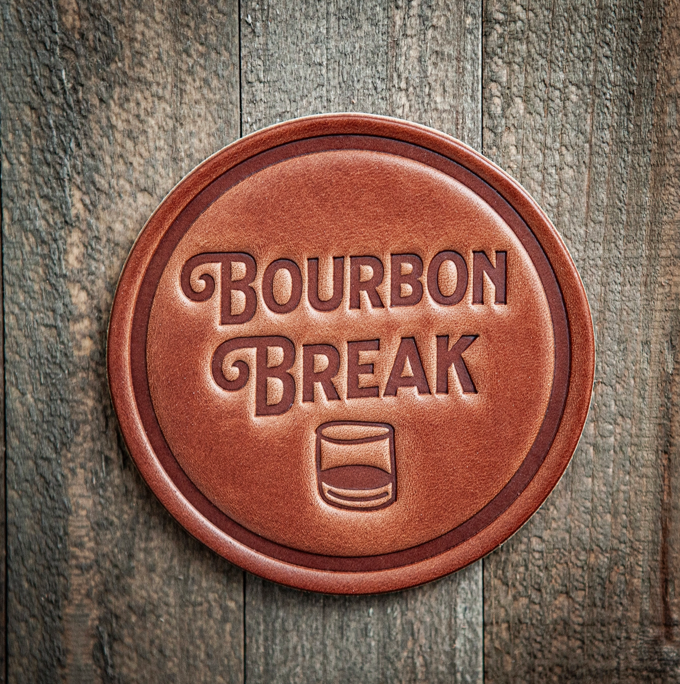 Bourbon Break Leather Coaster