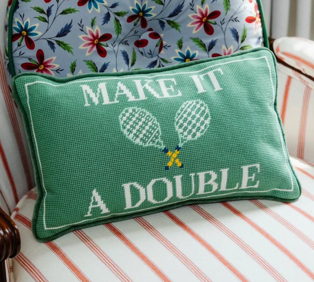 "Make It A Double" Needlepoint Pillow