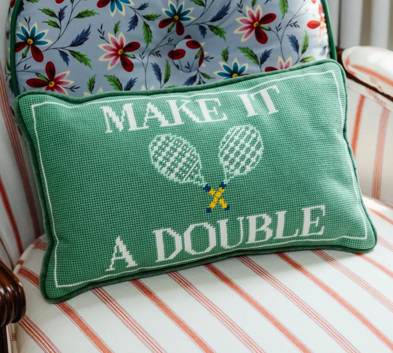 "Make It A Double" Needlepoint Pillow