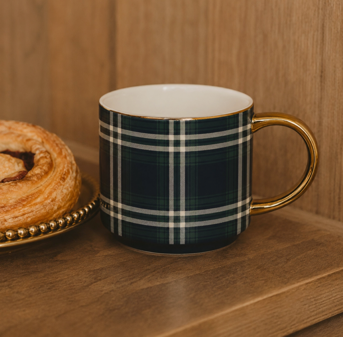 Navy Plaid Coffee Mug