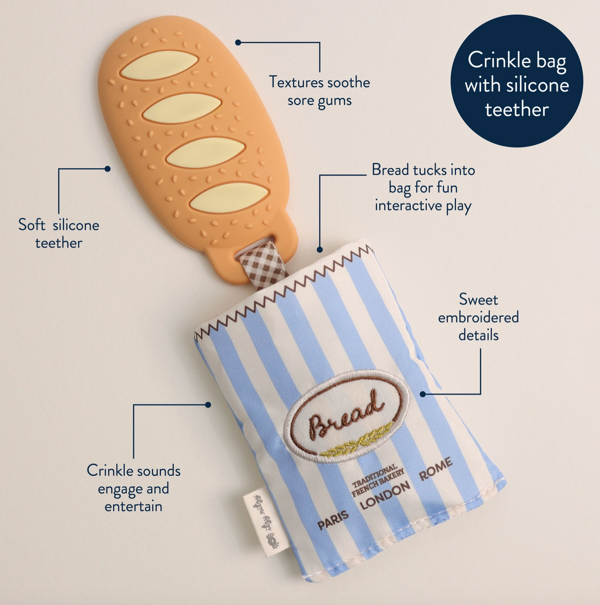 Teensy Crinkle Teether (Baguette)