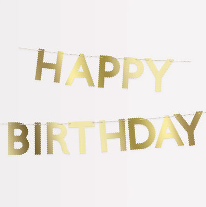 Gold Scallop Happy Birthday Banner