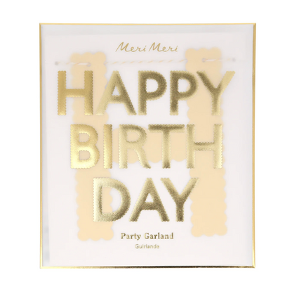 Gold Scallop Happy Birthday Banner