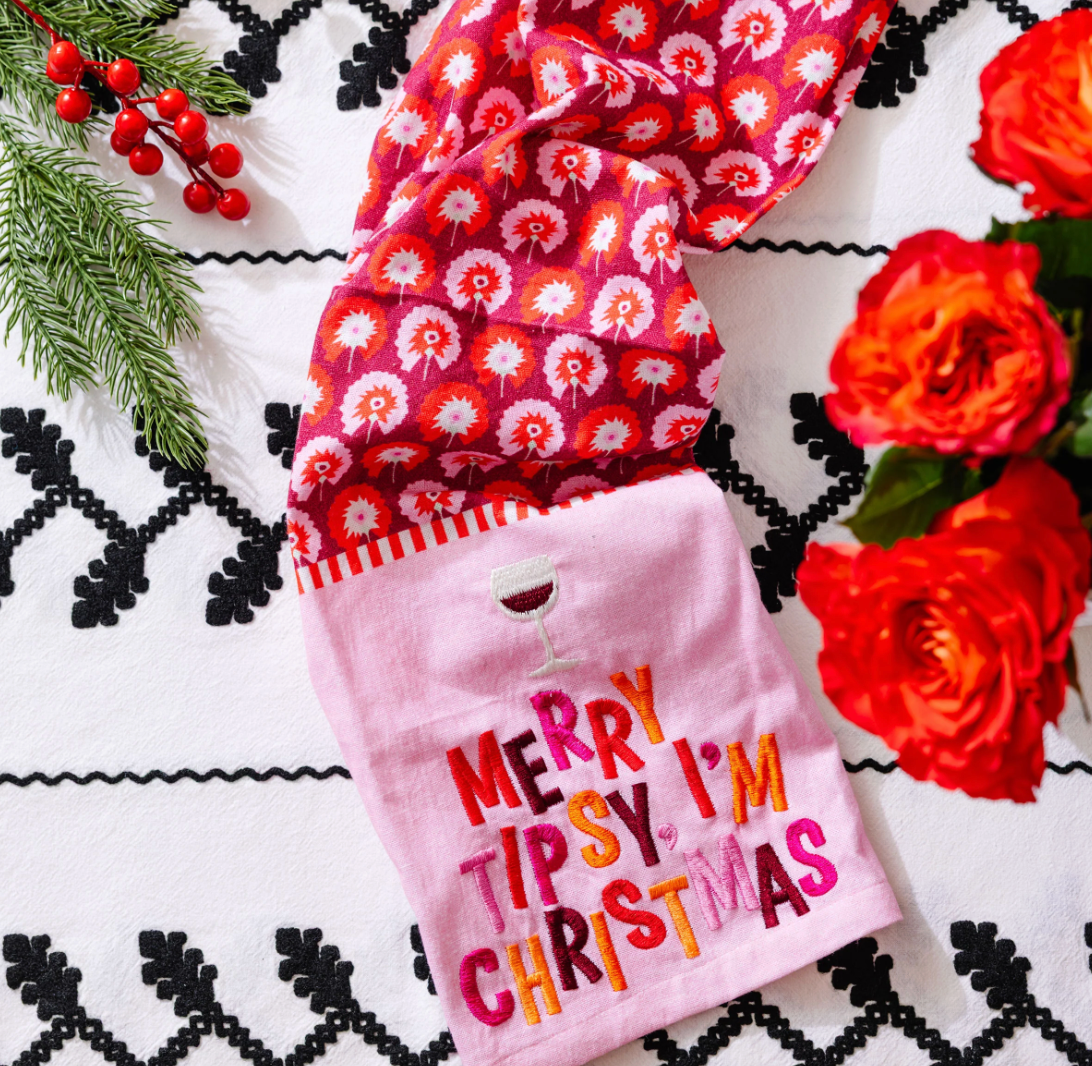 Merry Tipsy Dish Towel
