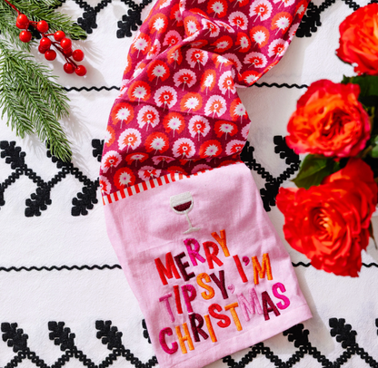 Merry Tipsy Dish Towel