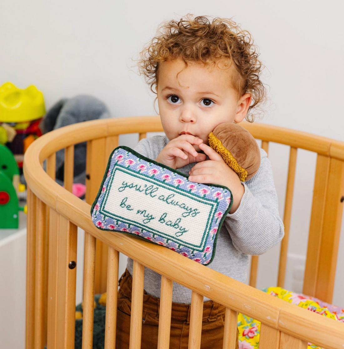 "Be My Baby" Mini Needlepoint Pillow