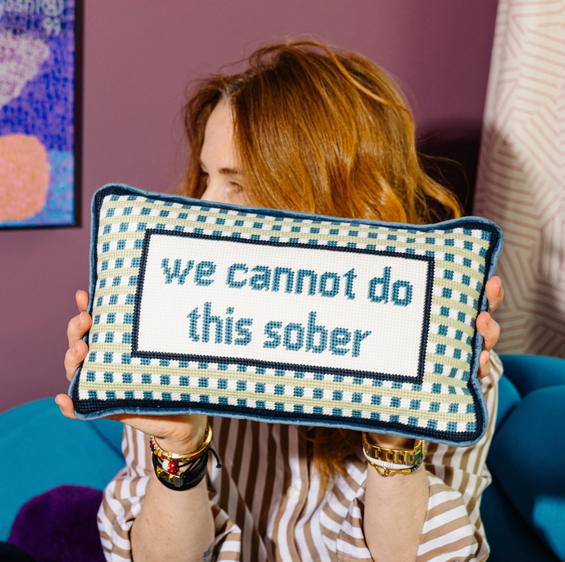 Sober Needlepoint Pillow