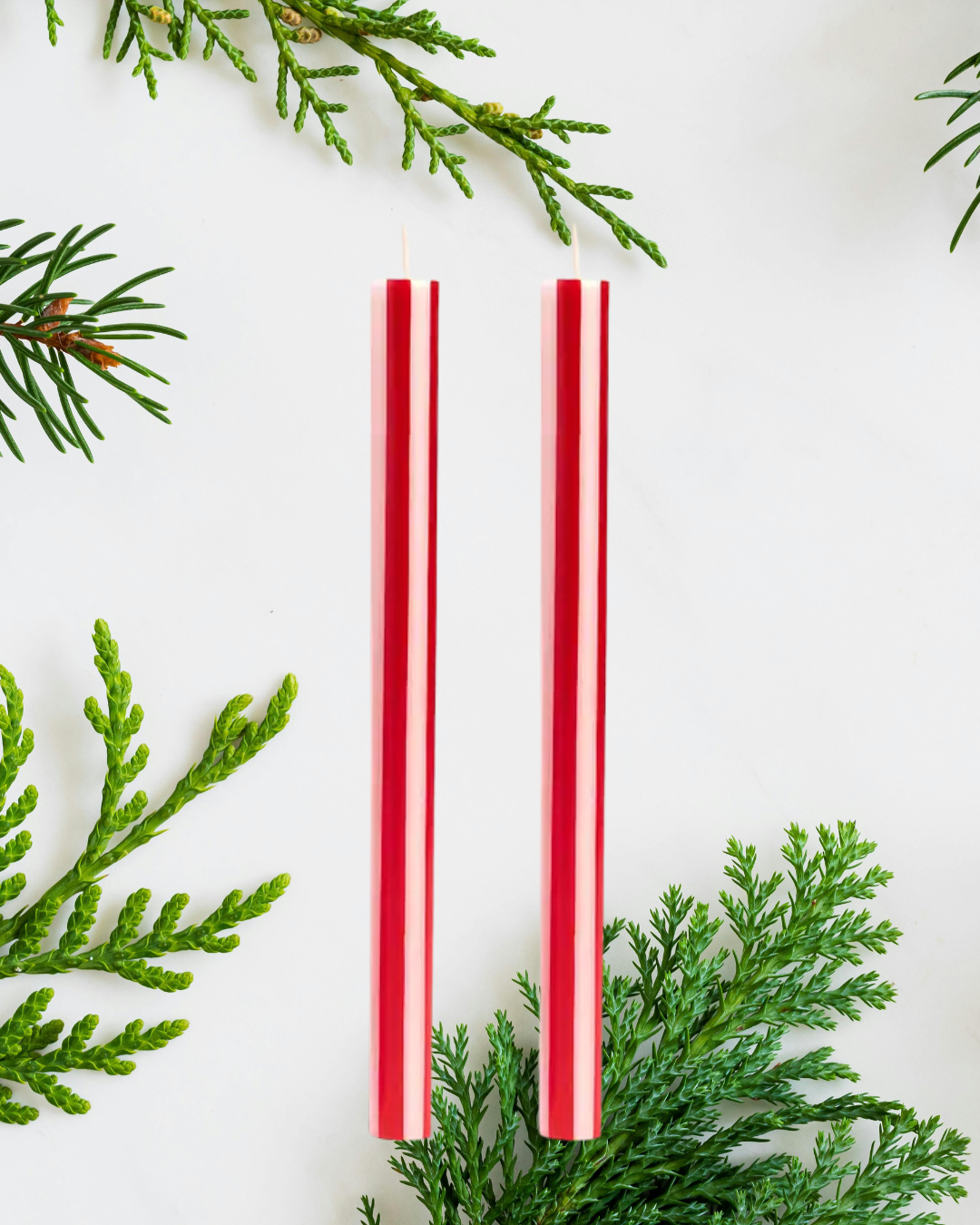 Candy Cane Taper Candles
