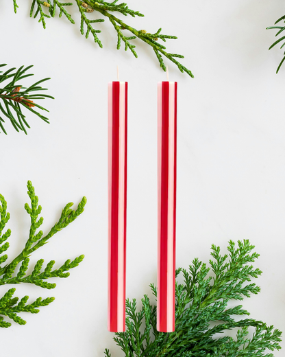 Candy Cane Taper Candles